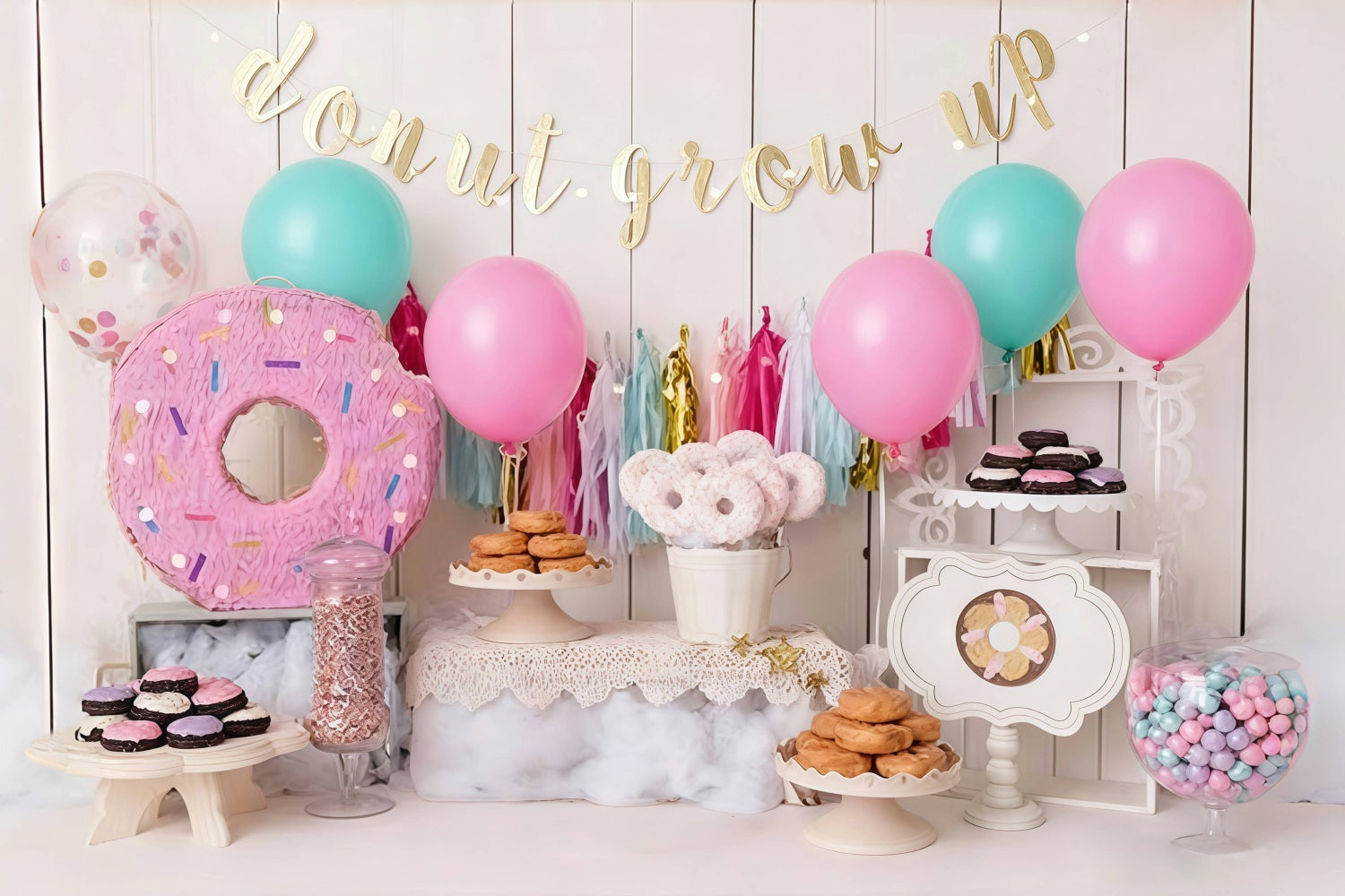 Birthday Backdrop Donut Themed Party Cake Smash Backdrop UK MRR10-30