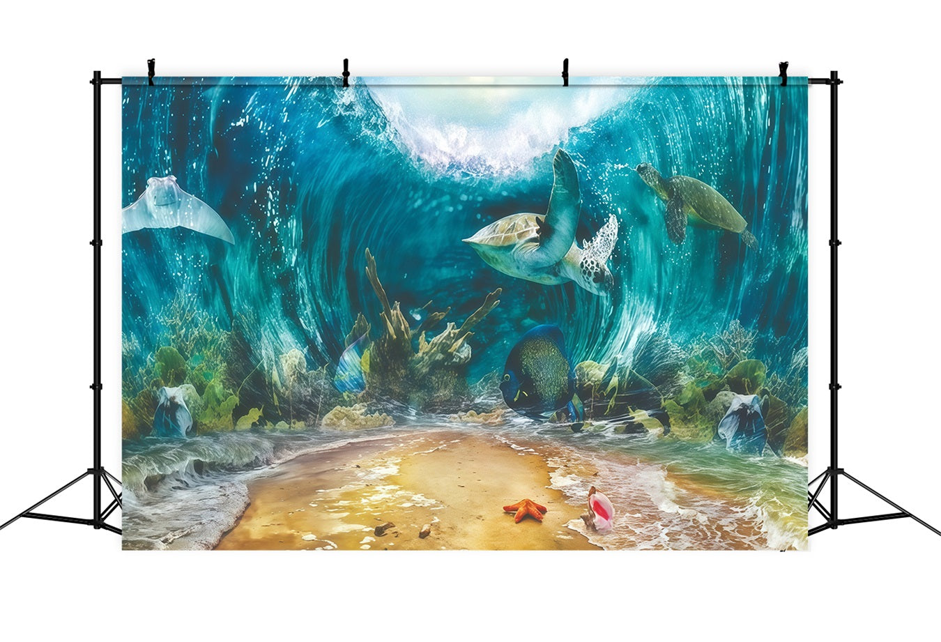 Cake Smash Backdrop Underwater Sea Life Turtles 1st Birthday Backdrop UK MRR10-37