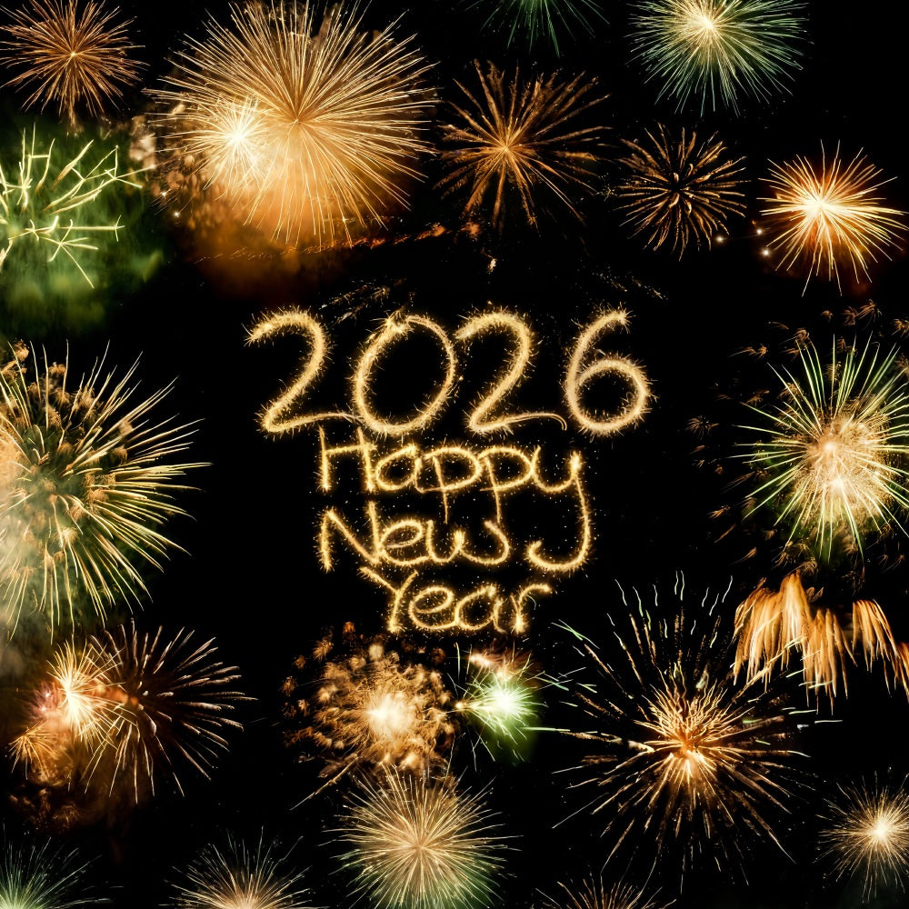 2026 Happy New Year Backdrop Brilliant Fireworks Countdown Burst New Years Eve Backdrop UK MRR10-4