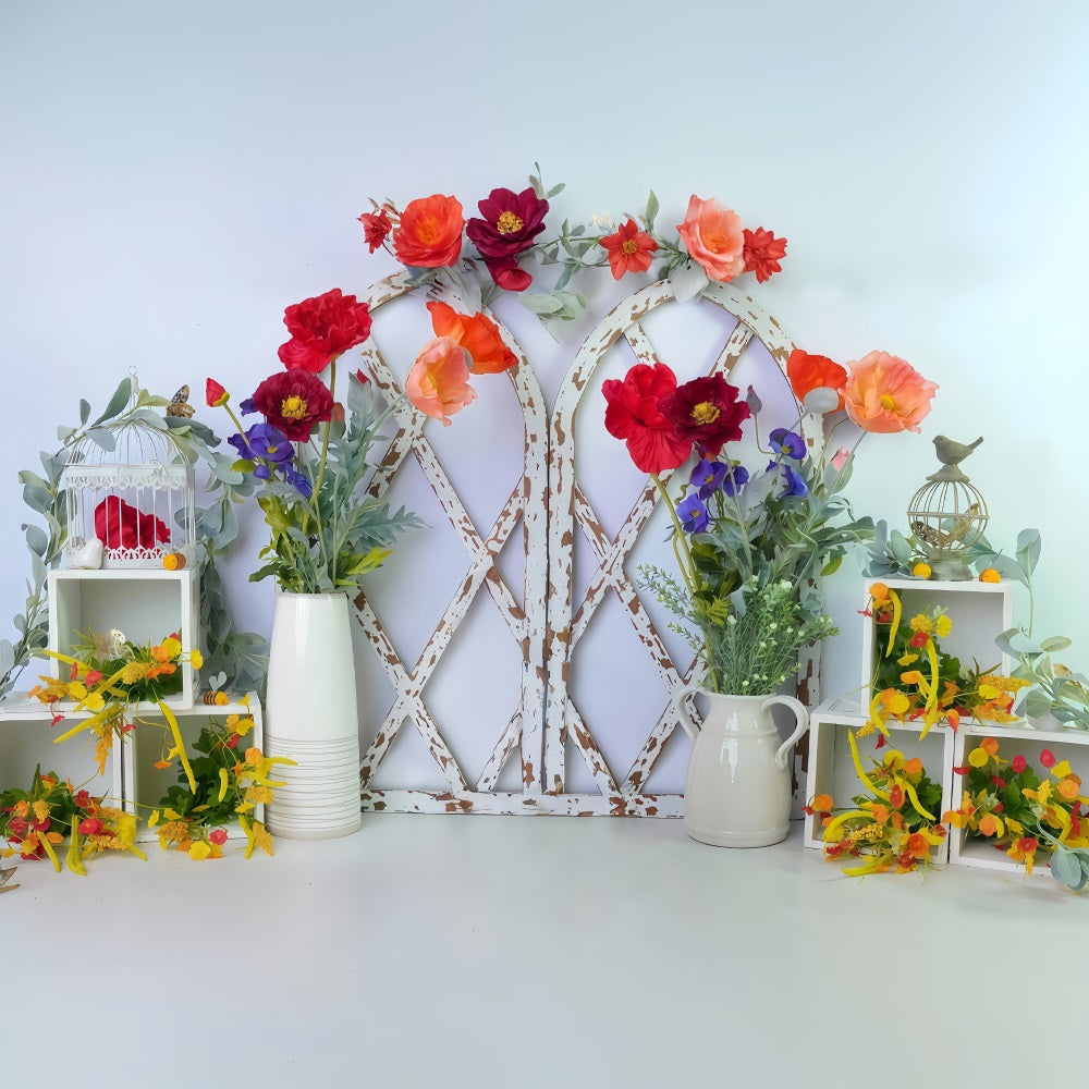 Children Backdrops Floral Arch White Frames Newborn Backdrop UK MRR10-44