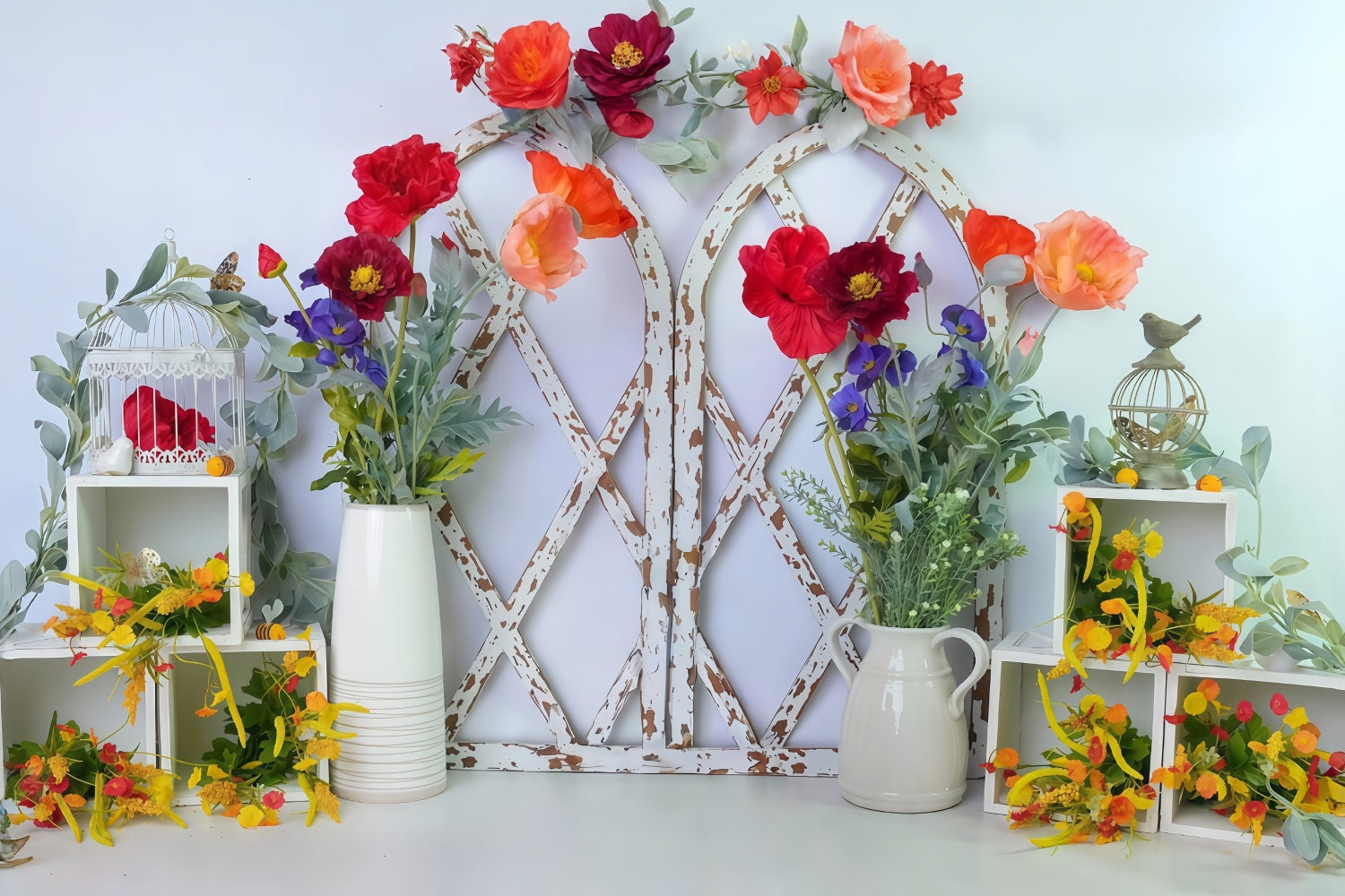 Children Backdrops Floral Arch White Frames Newborn Backdrop UK MRR10-44