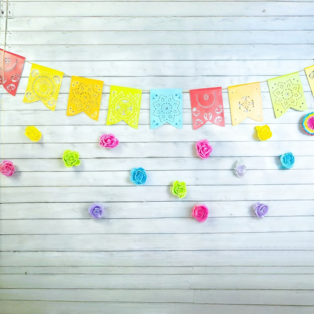 1st Birthday Backdrop Colorful Floral Garlands Flags Cake Smash Backdrop UK MRR10-46