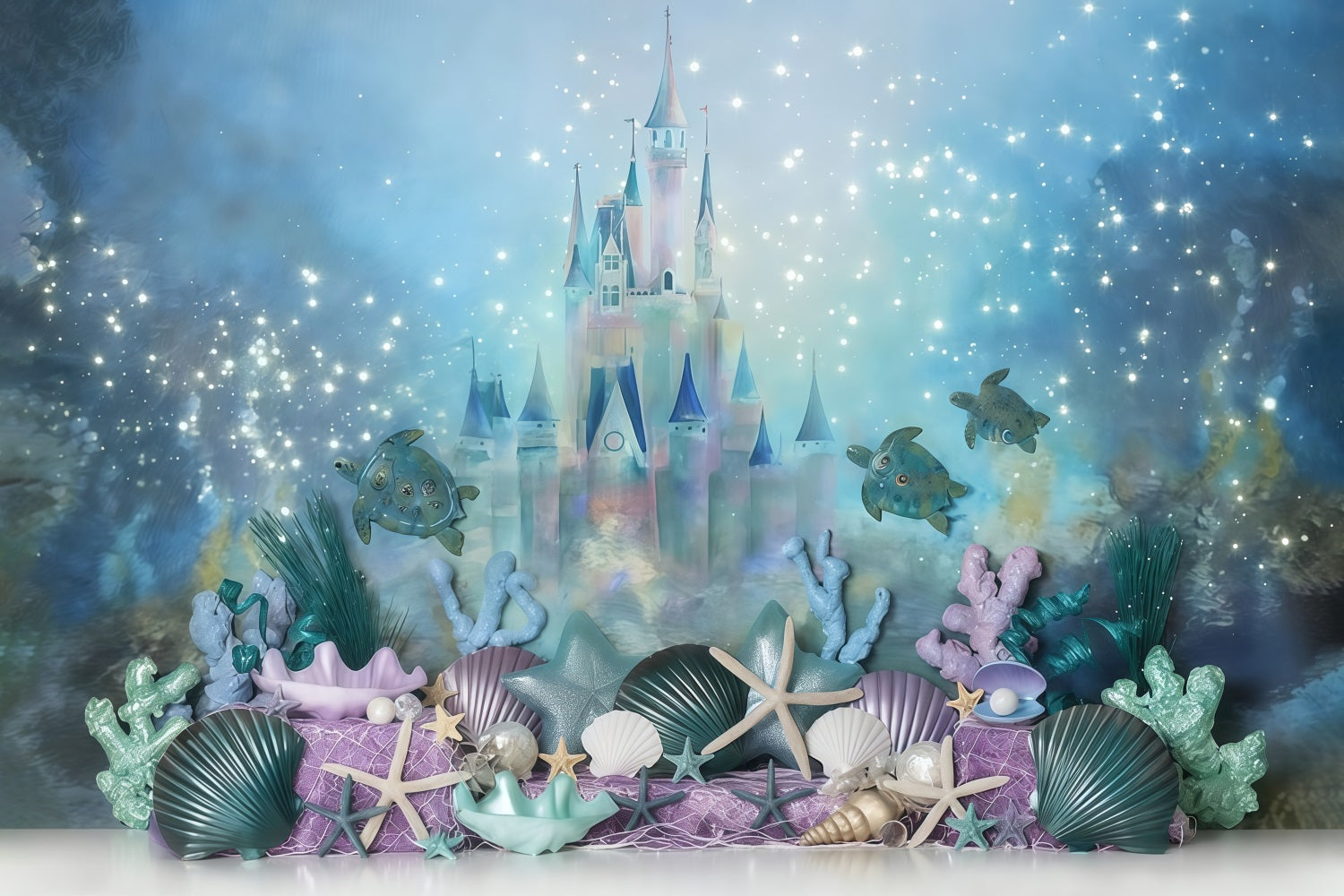 Castle Backdrop Underwater Castle Corals Children Backdrops UK MRR10-49