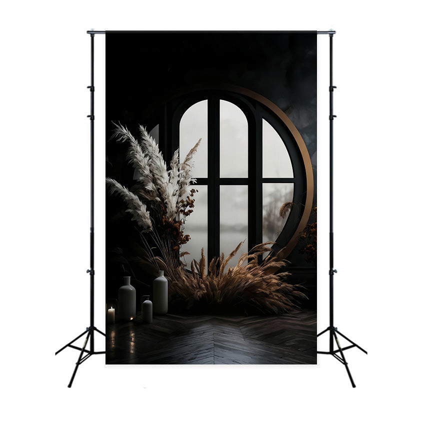 Boho Backdrop Dark Window Pampas Grass Bohemian Backdrop UK MRR10-53