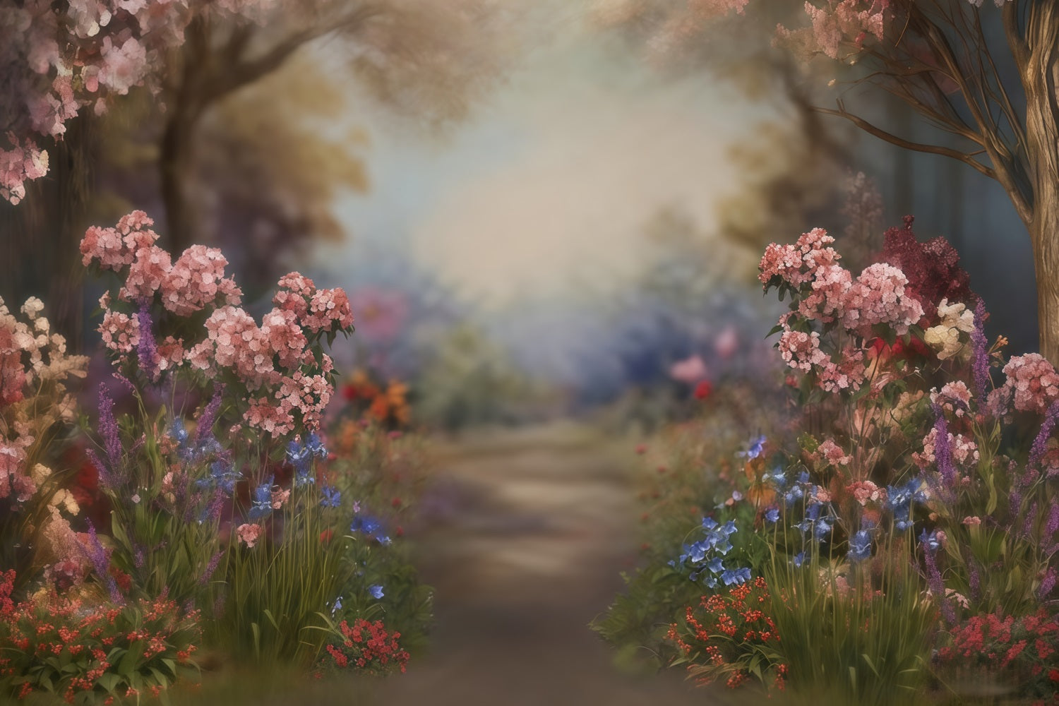 Fine Art Backdrops Flower Path Blooming Trees Artistic Backdrop UK MRR10-57
