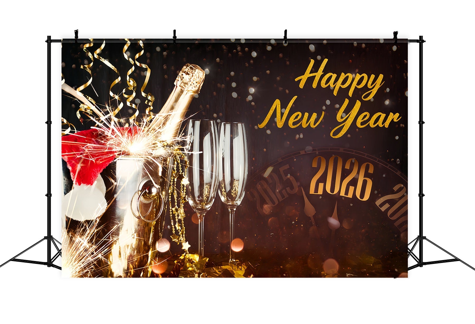 New Years Photo Backdrop Champagne Spark Celebration Countdown Happy New Years Backdrop UK MRR10-9