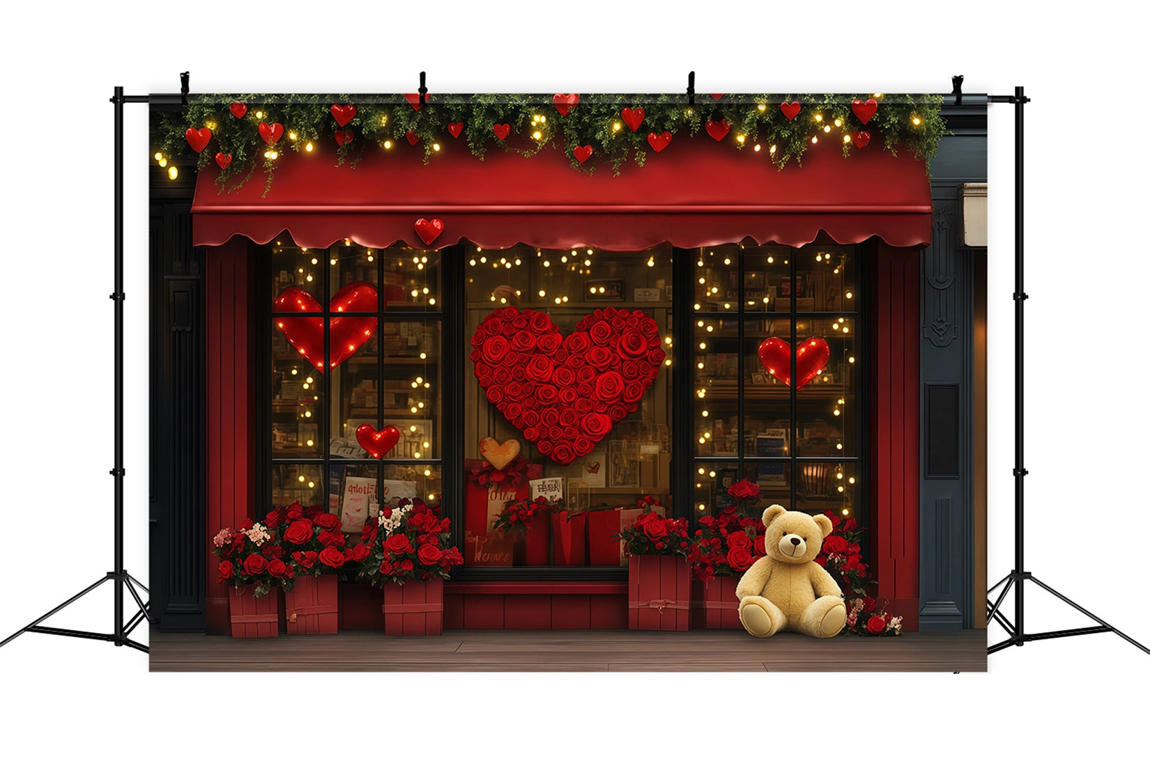 Valentines Backdrop Gift Shop Red Rose Valentine's Day Backdrops UK MRR11-120
