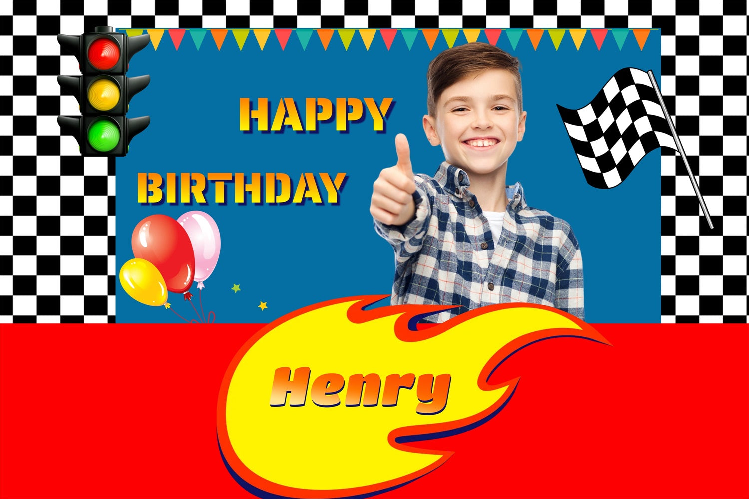 Personalized Birthday Backdrop Race Car Speedway Backdrop UK MRR3-10