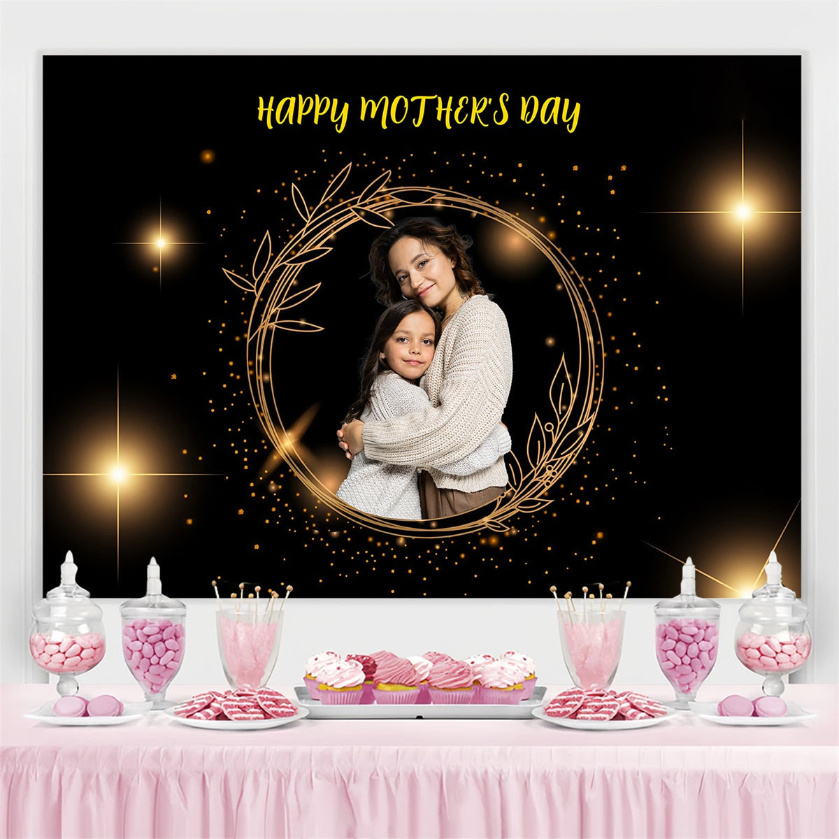 Mothers Day Photo Backdrop Golden Glow Personalized Backdrop UK MRR3-101