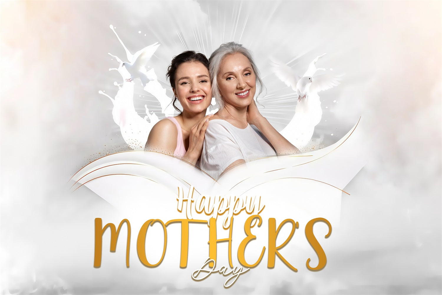Mothers Day Backdrops Angelic White Customized Backdrop UK MRR3-102