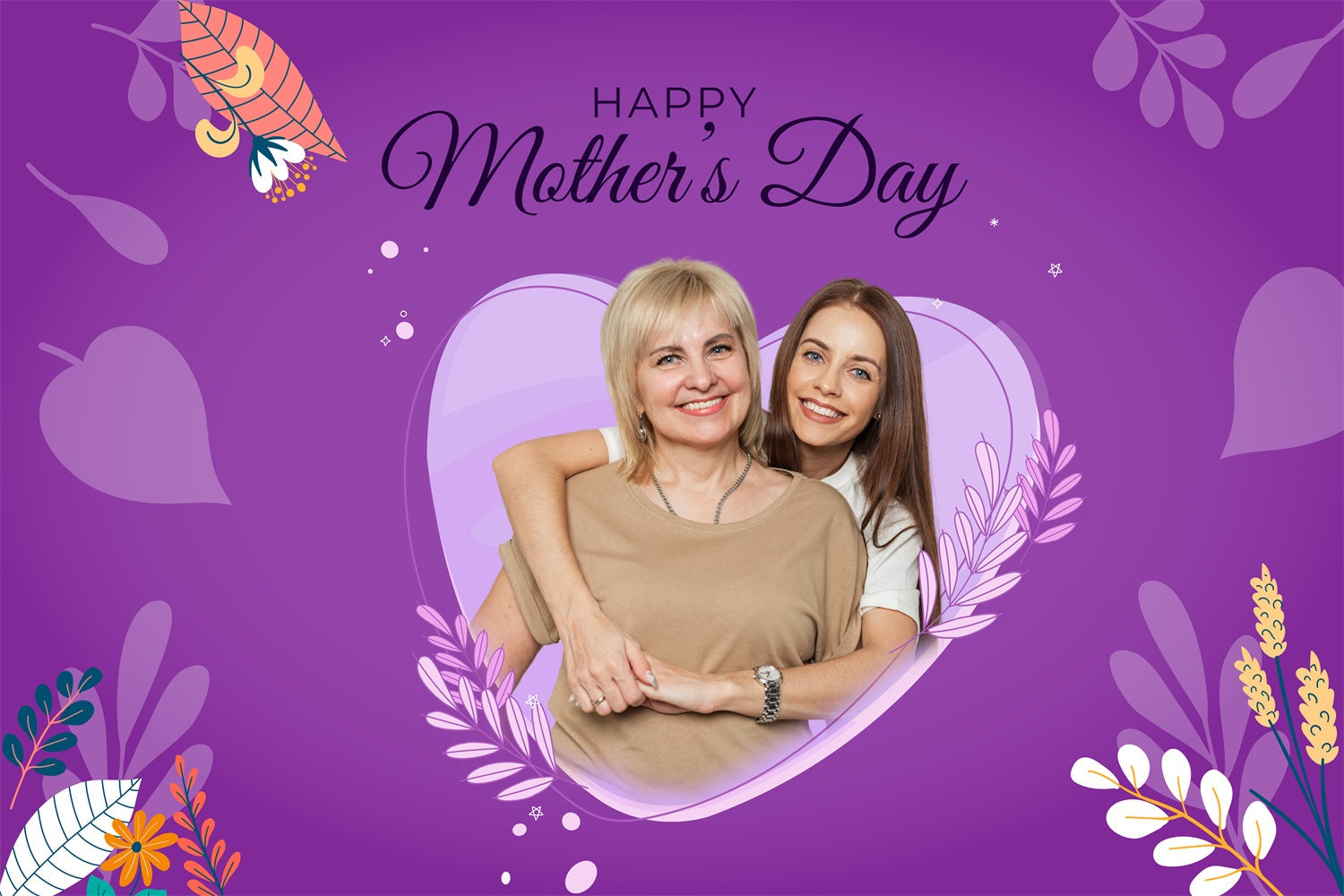 Mother's Day Backdrops Love Purple Floral Personalized Backdrop UK MRR3-108