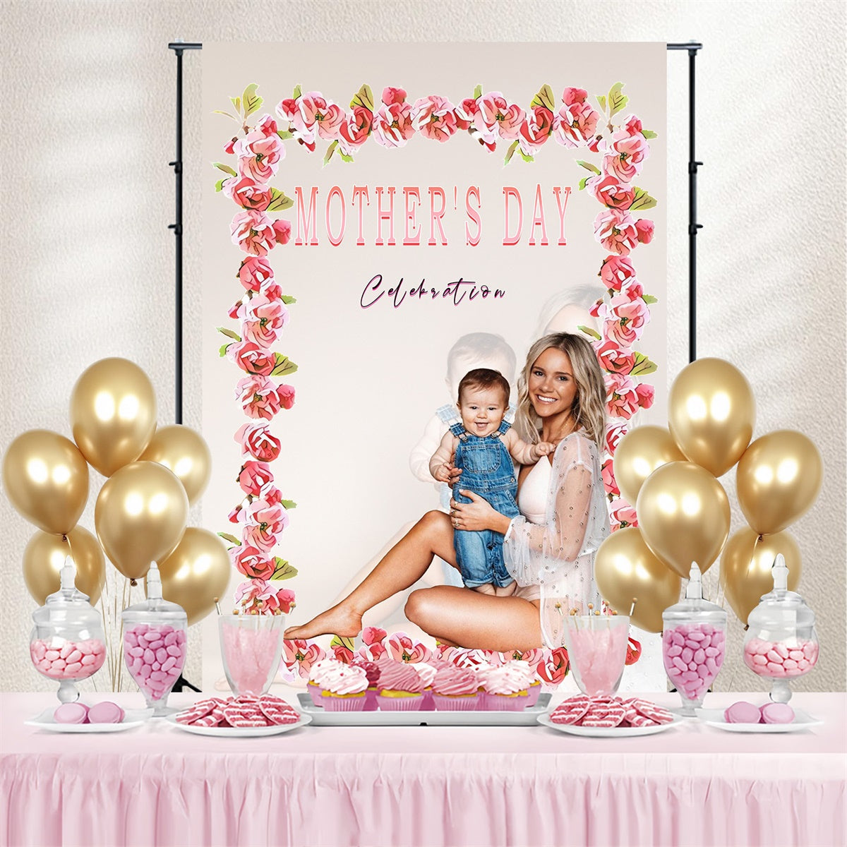 Mother's Day Photo Backdrops Elegant Rose Arch Personalized Backdrop UK MRR3-112