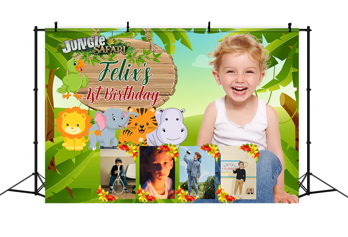 Custom Birthday Party Backdrop Cute Safari Zoo Backdrop UK MRR3-12