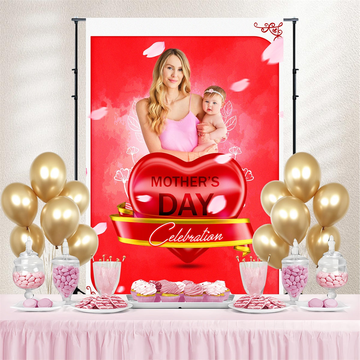 Mothers Day Photo Backdrops Red Passionate Love Personalized Backdrop UK MRR3-120
