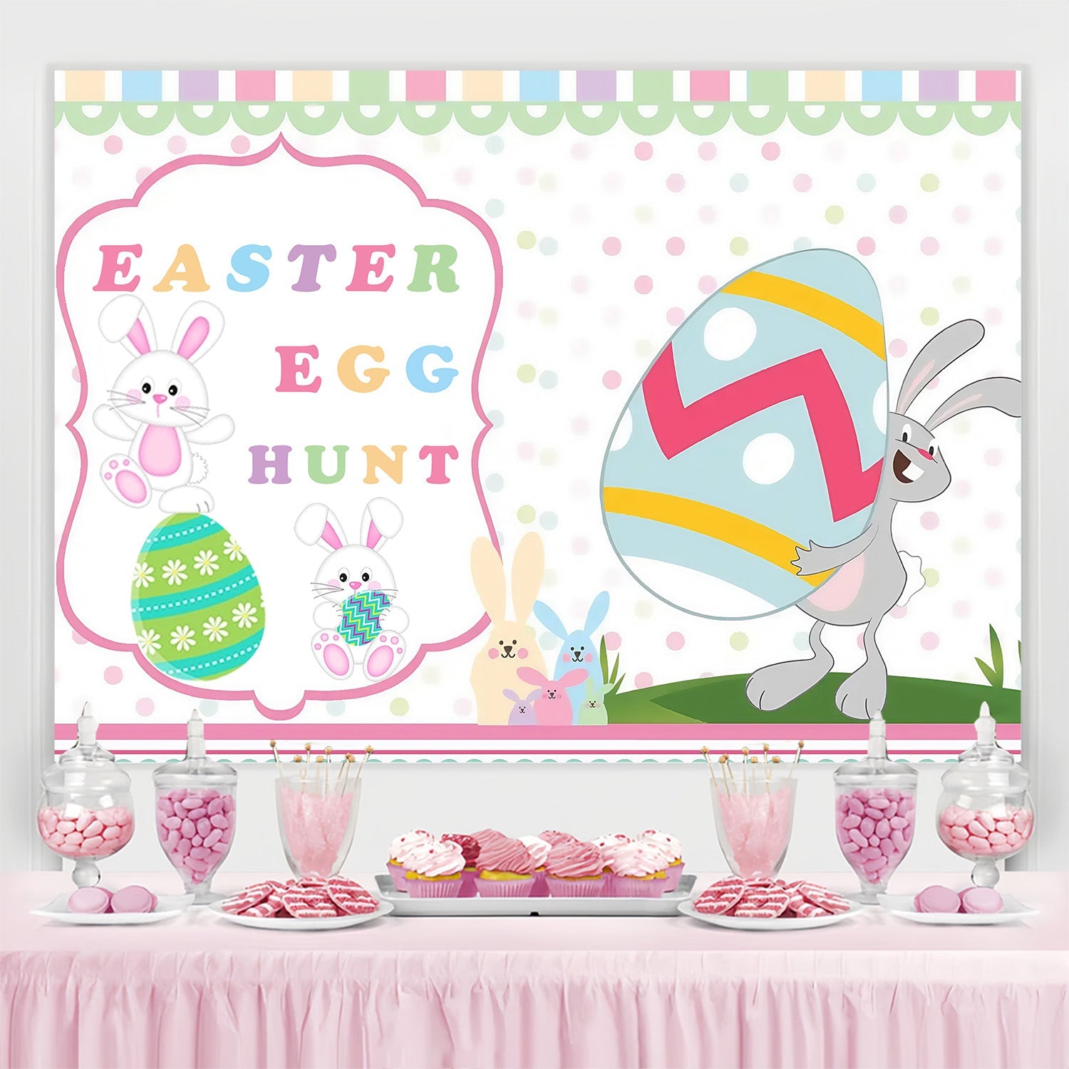 Photo Backdrops For Easter Cute Rabbit Easter Customized Backdrop UK MRR3-126