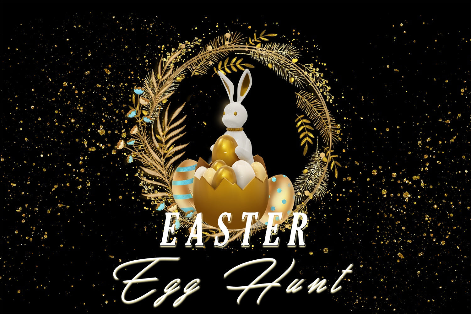 Easter Picture Backdrops Luxury Black Gold Bunny Custom Backdrop UK MRR3-127