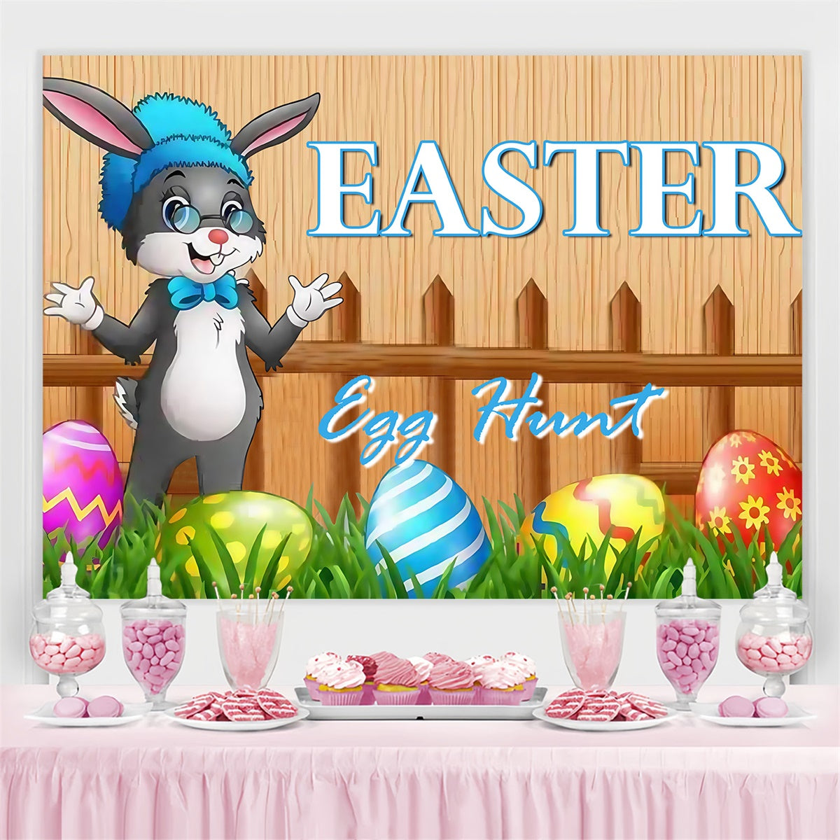 Easter Photo Backdrop Rustic Bunny Wooden Fence Custom Backdrop UK MRR3-129