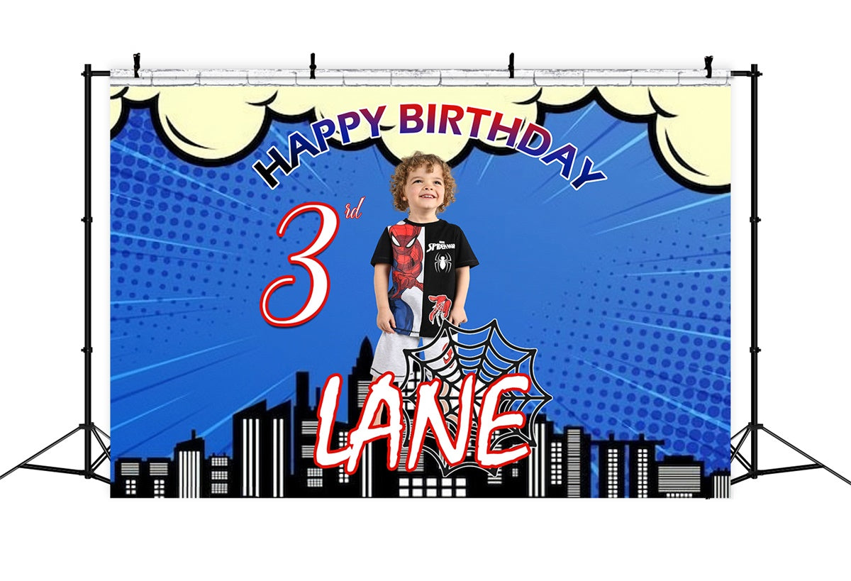 Birthday Backdrop Personalized Superhero Comic City Backdrop UK MRR3-13