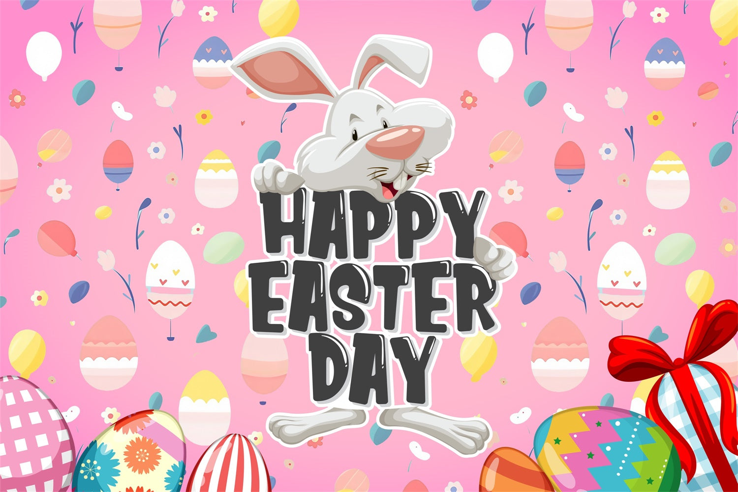 Easter Photo Backdrop Pink Easter Bunny Party Custom Backdrop UK MRR3-130