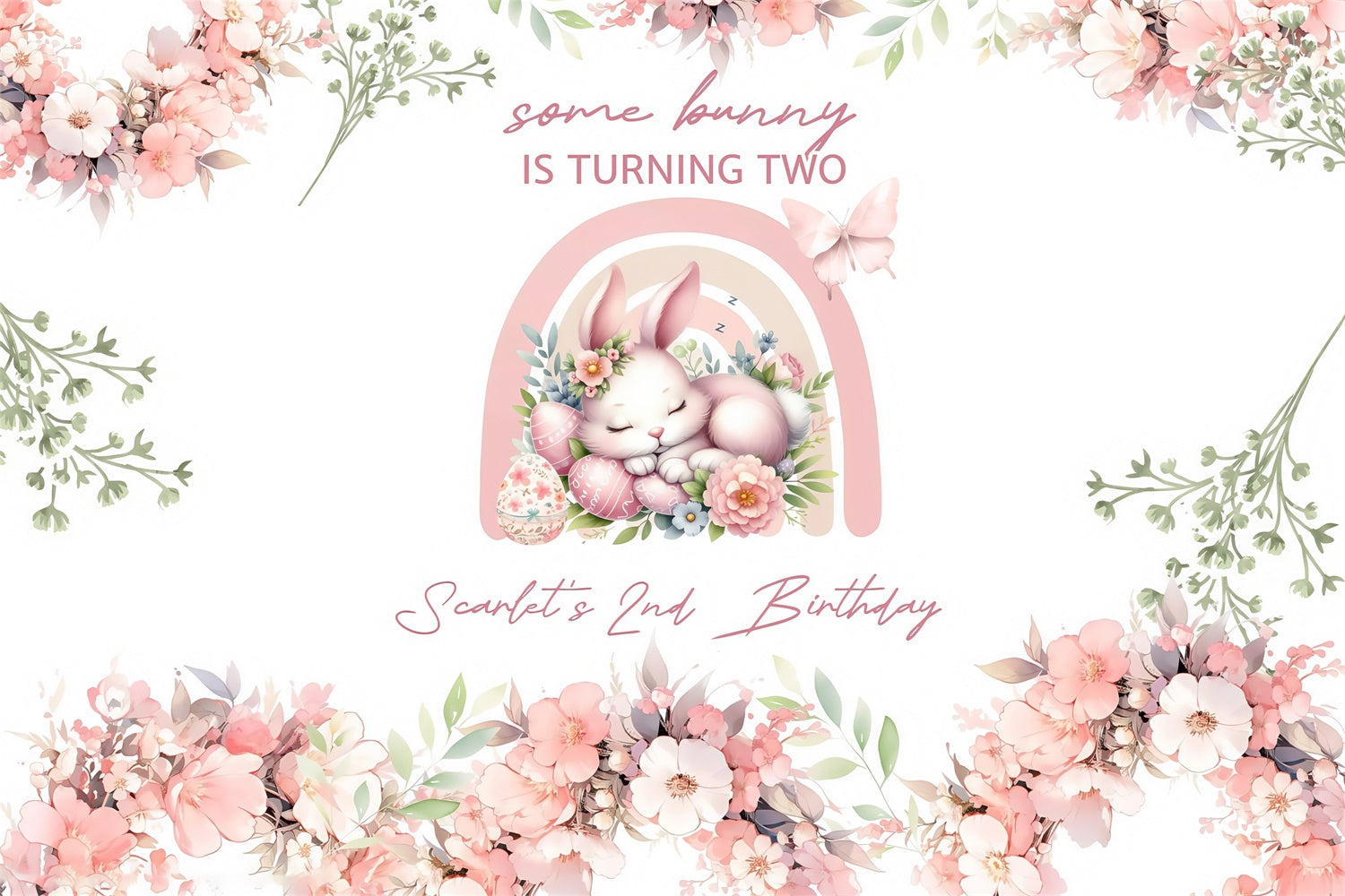 Photo Backdrops For Easter Pastel Bunny Floral Customized Backdrop UK MRR3-131