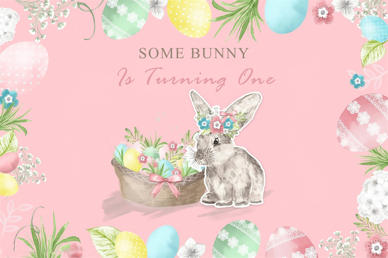 Backdrop Easter Rustic Pastel Bunny Birthday Custom Backdrop UK MRR3-133