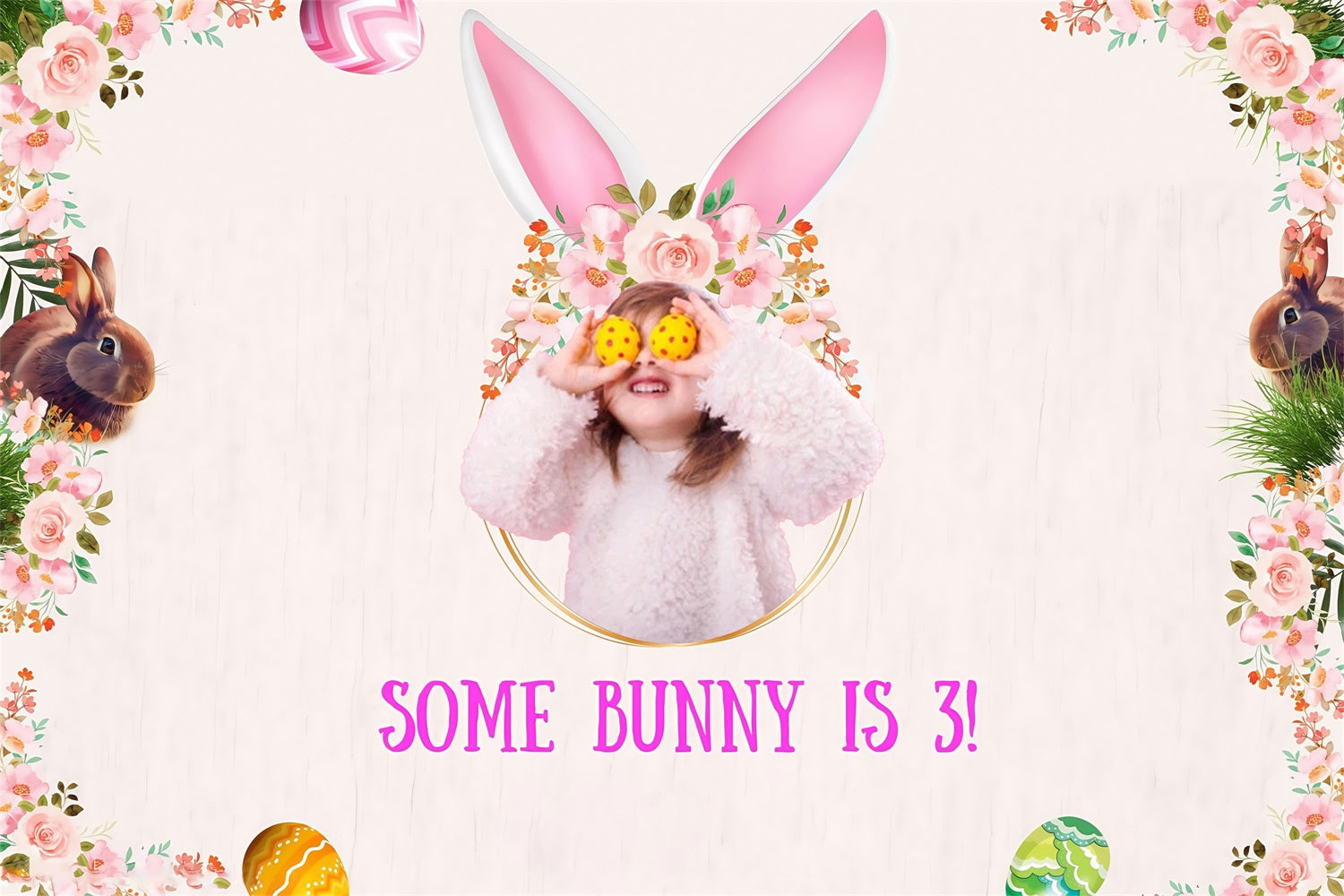 Photo Backdrops Easter Sweet Bunny Garden Party Customized Backdrop UK MRR3-135