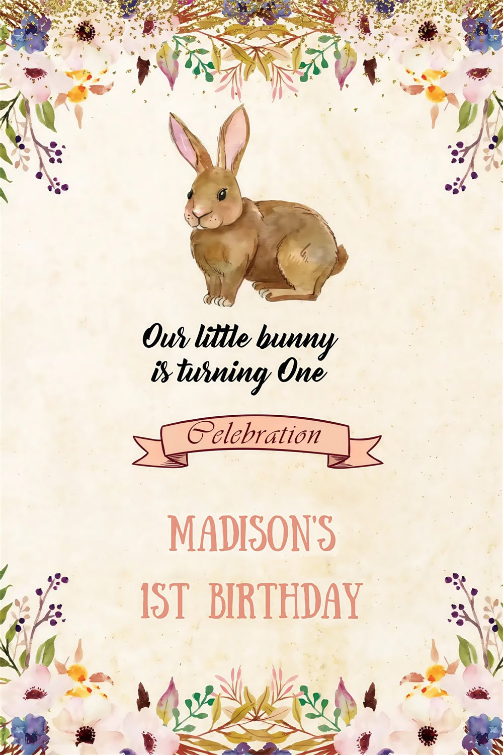 Easter Photo Backdrop Elegant Watercolor Bunny Custom Backdrop UK MRR3-136
