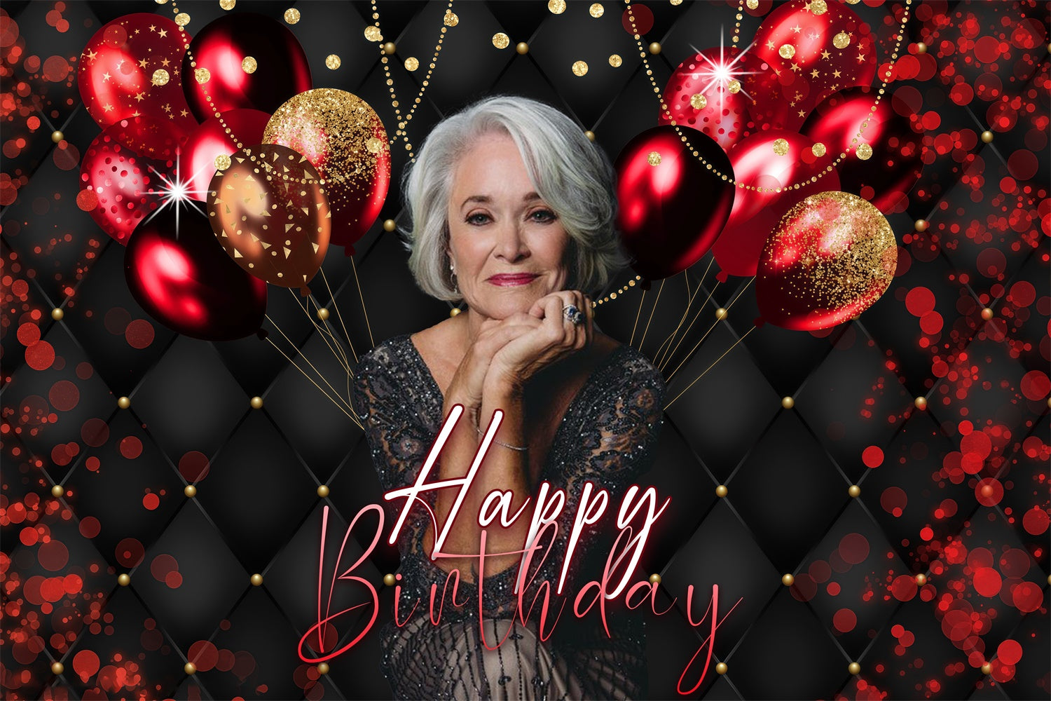 Customized Backdrop For Birthday Radiant Red Light Balloon Backdrop UK MRR3-145