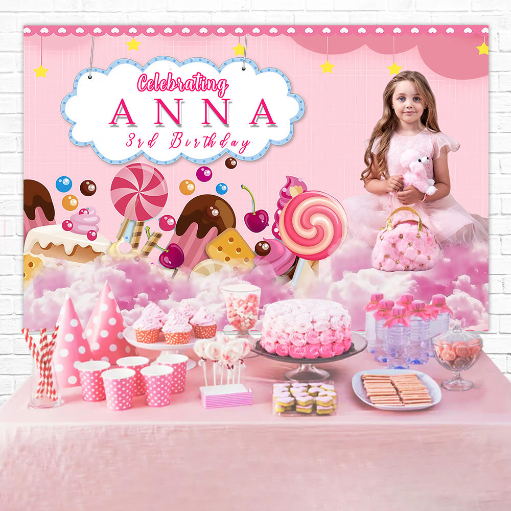 Customize Birthday Backdrop Candy Kingdom Dreamland Backdrop UK MRR3-15