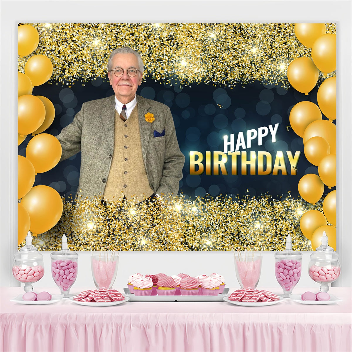 Custom Made Birthday Backdrops Sparkling Confetti Elegant Backdrop UK MRR3-162