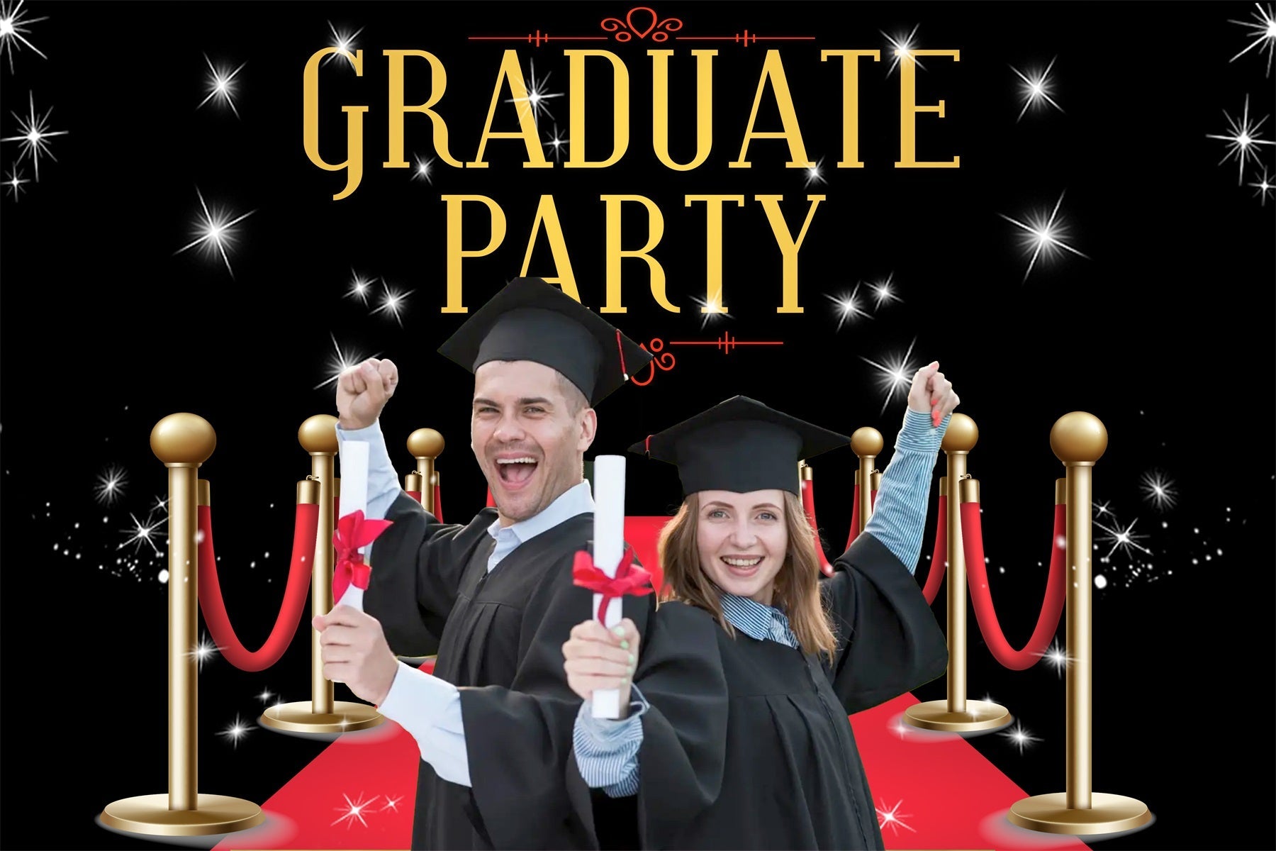 Graduation Backdrop Photoshoot Shiny Red Carpet Custom Party Graduation Backdrop UK MRR3-179