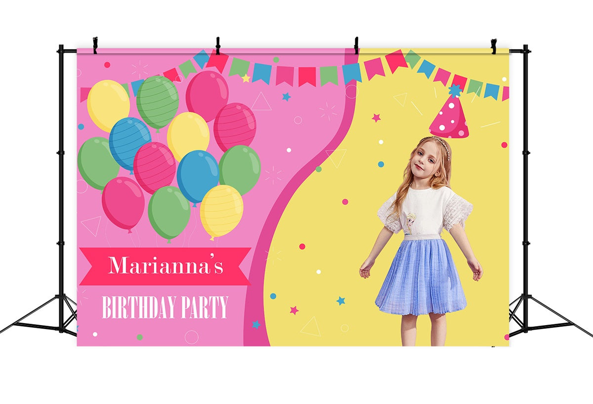 Custom Birthday Party Backdrop Colorful Balloon Fun Backdrop UK MRR3-18