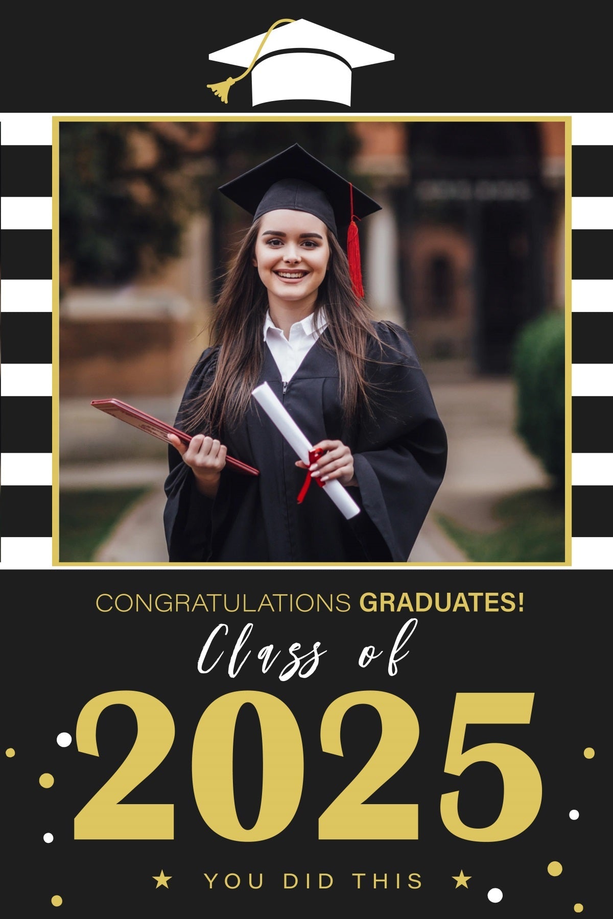 2025 Graduation Backdrop Modern Stripes 2025 Personalized Party Graduation Backdrop UK MRR3-193