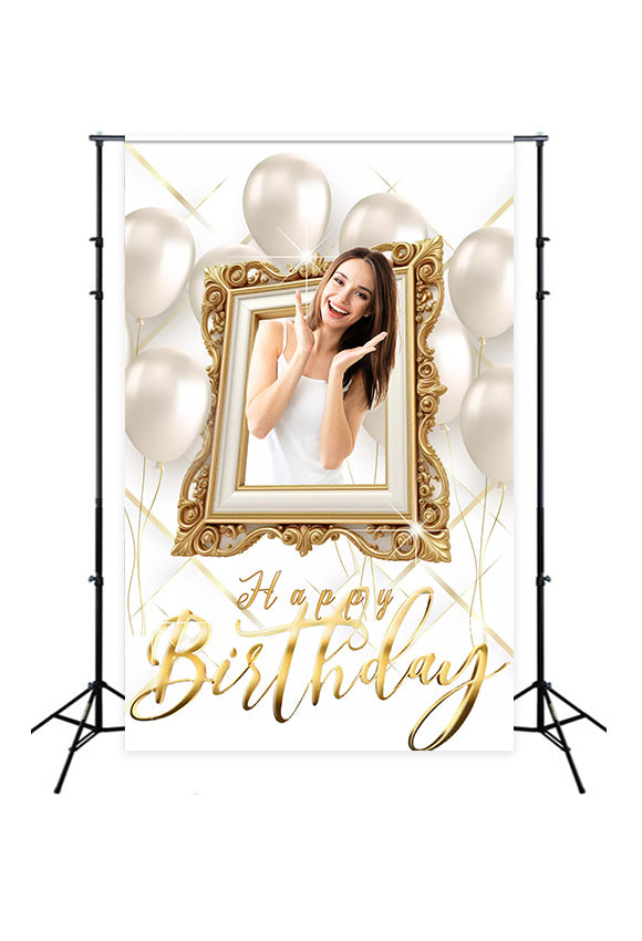 Personalized Birthday Backdrop Gold Frame Balloon Backdrop UK MRR3-26