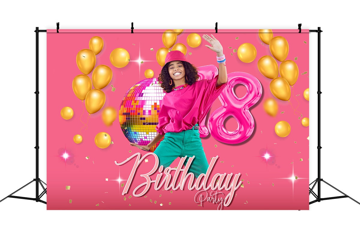 Birthday Backdrop Personalized Golden Balloon Party Backdrop UK MRR3-3