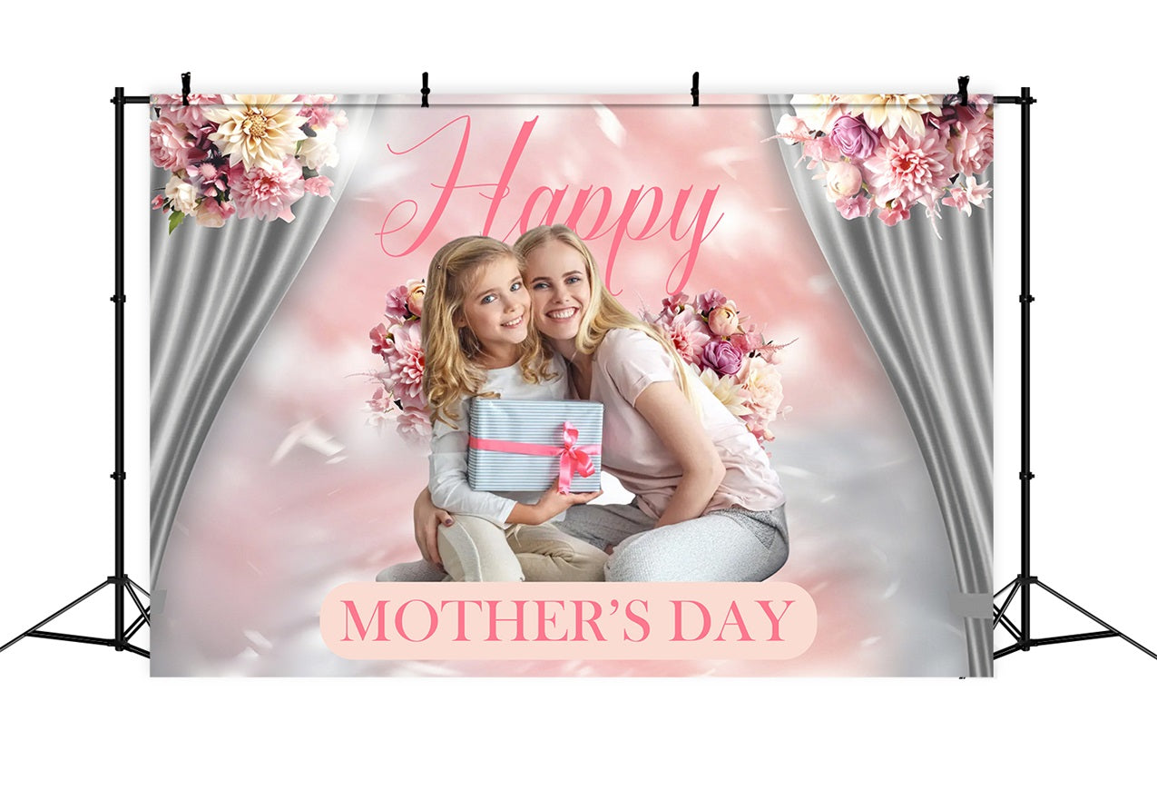 Backdrops For Mother's Day Pastel Flower Curtain Personalised Backdrop UK MRR3-34