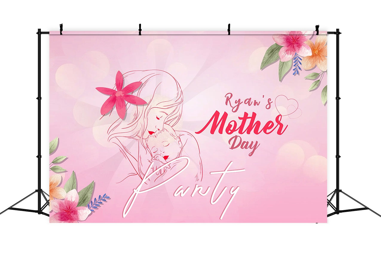 Mother's Day Backdrop Mother Baby Illustration Custom Backdrop UK MRR3-35