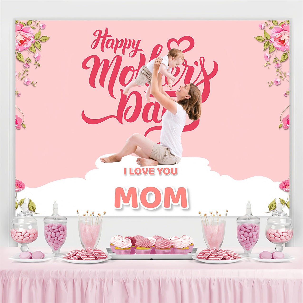 Mother's Day Backdrops Elegant Floral Scene Personalized Backdrop UK MRR3-38