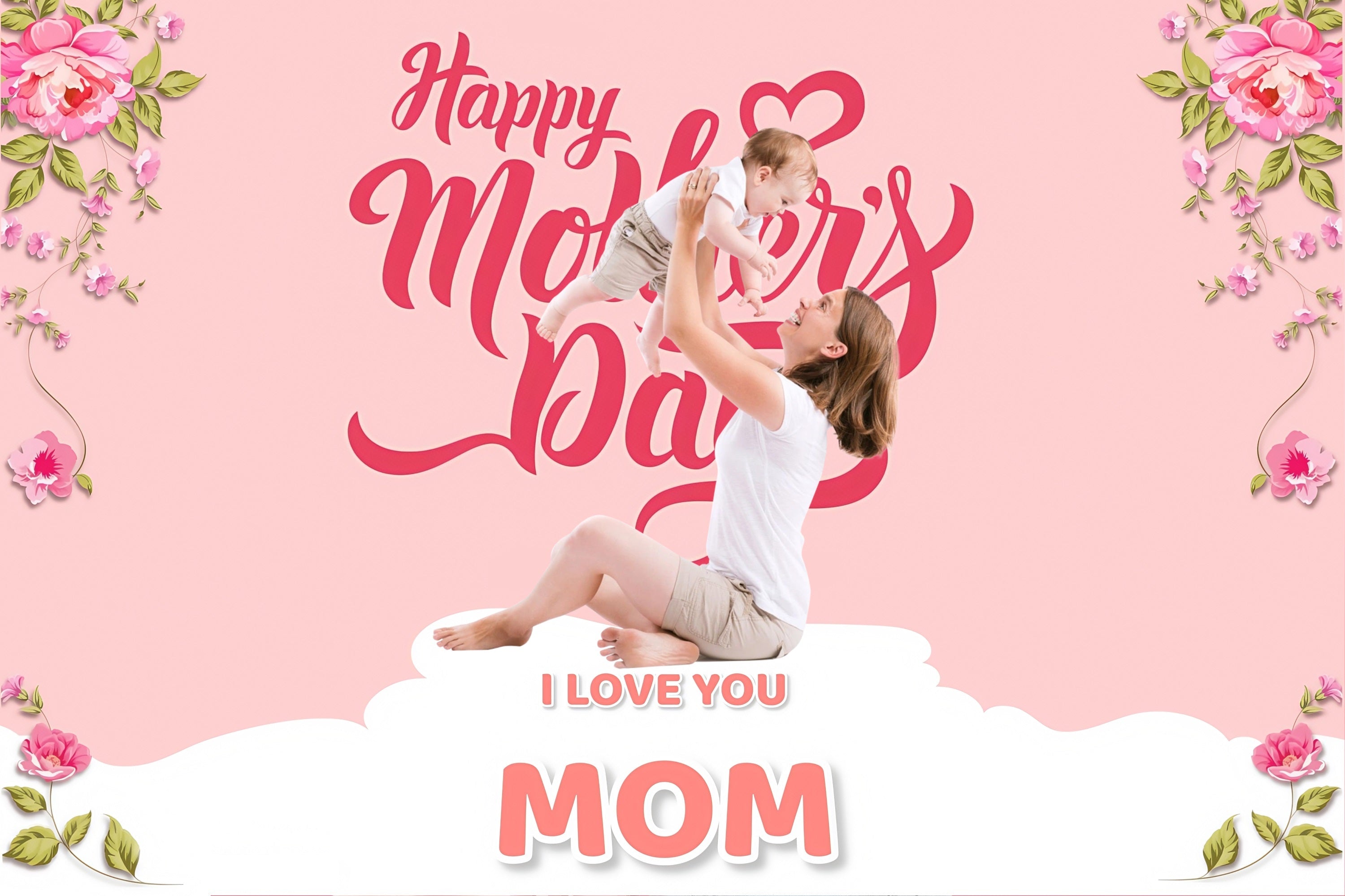 Mother's Day Backdrops Elegant Floral Scene Personalized Backdrop UK MRR3-38