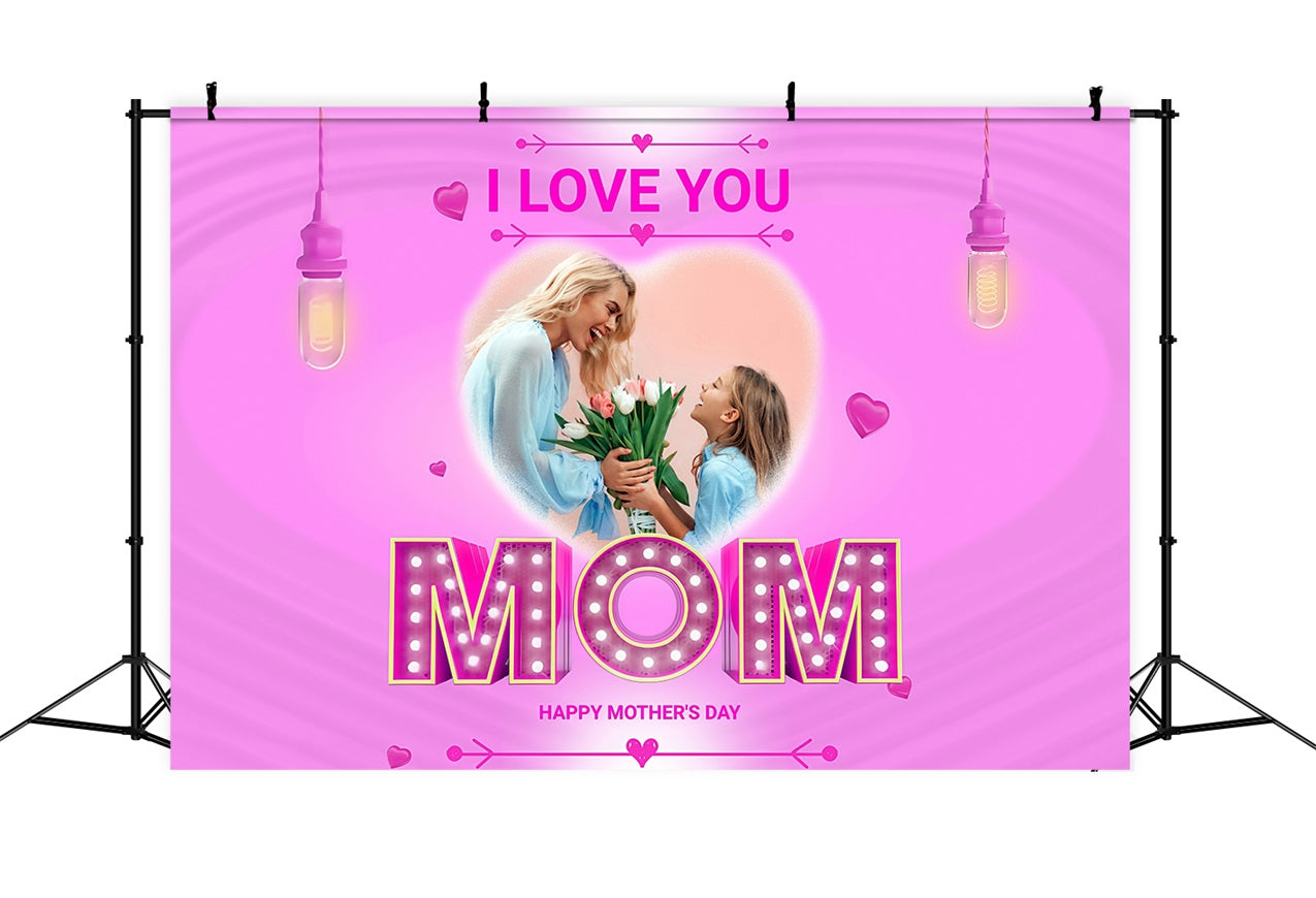 Mothers Day Photo Backdrop Bright Neon Love Personalised Backdrop UK MRR3-39