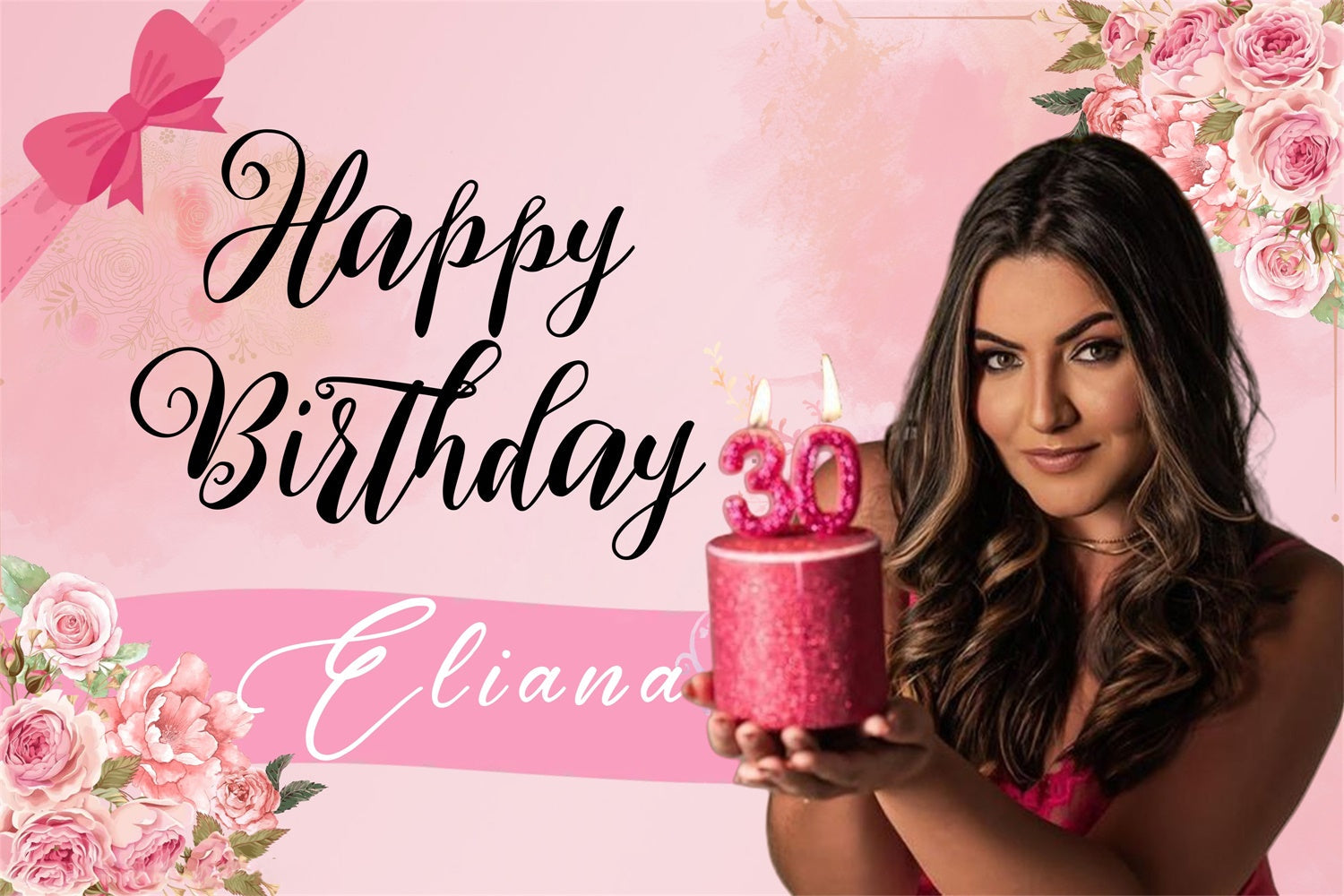 Personalized Birthday Backdrops 30th Elegant Floral Backdrop UK MRR3-4