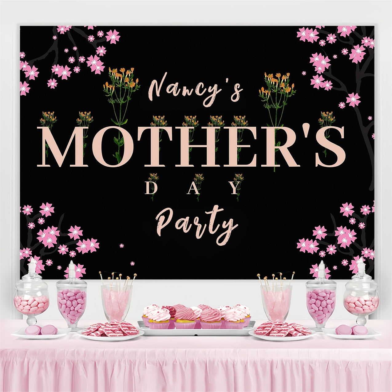 Mothers Day Backdrops Dark Floral Elegant Customized Backdrop UK MRR3-40