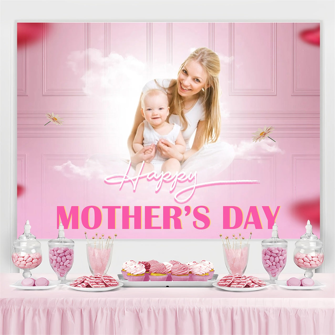 Mother's Day Photo Backdrops Dreamy Cloud Flower Personalized Backdrop UK MRR3-43