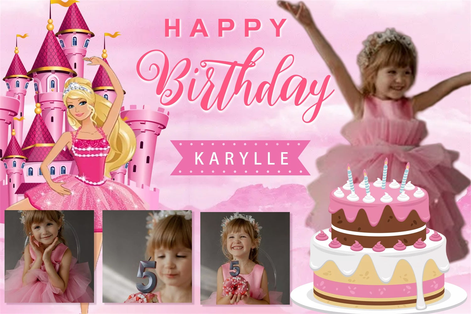 Customized Birthday Backdrop Magical Castle Dreamland Backdrop UK MRR3-5