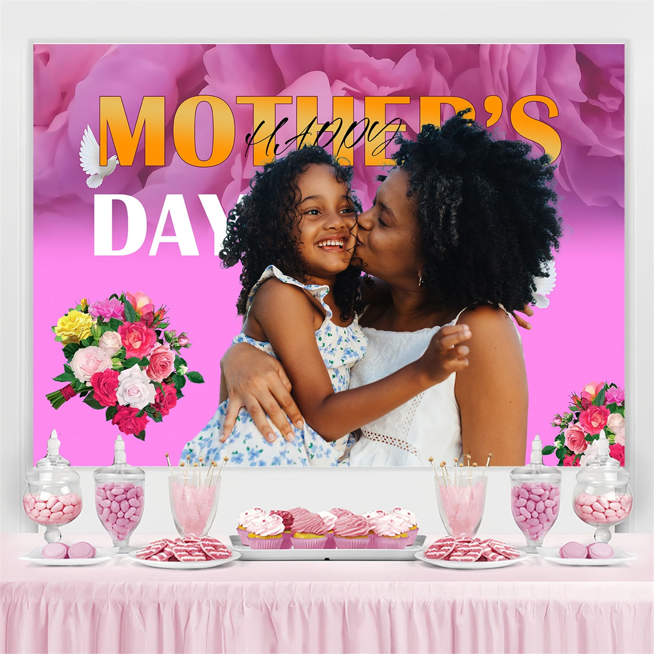 Mothers Day Backdrop Flowers Birds Love Personalized Backdrop UK MRR3-55