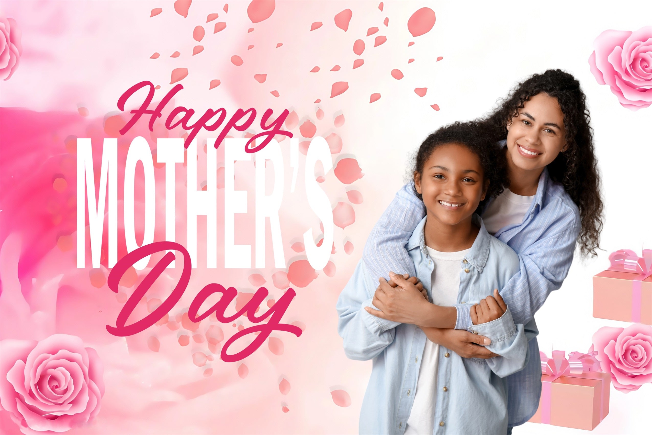 Backdrops For Mother's Day Blush Floral Gift Personalised Backdrop UK MRR3-60