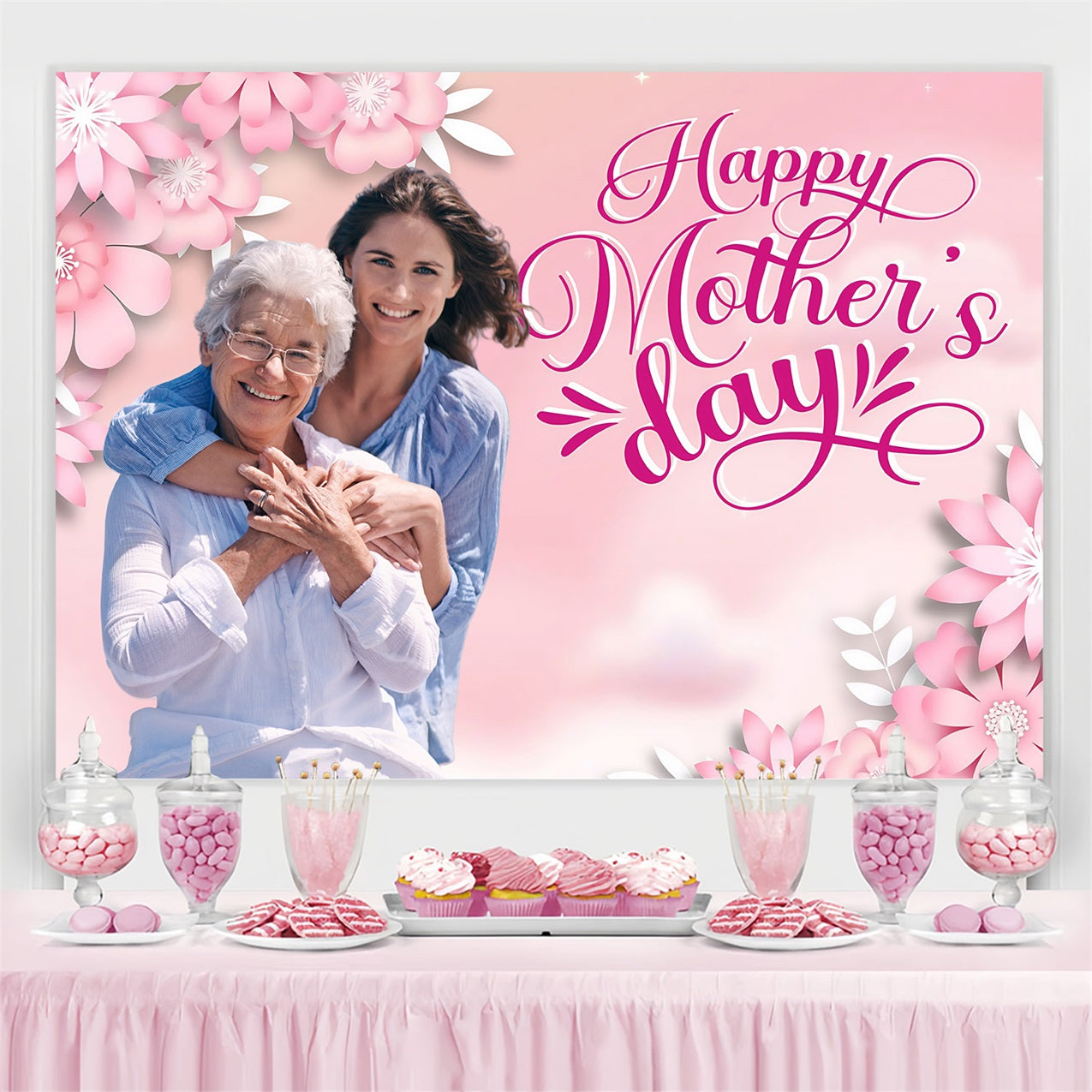 Mothers Day Backdrops Pink Petals Love Customized Backdrop UK MRR3-66