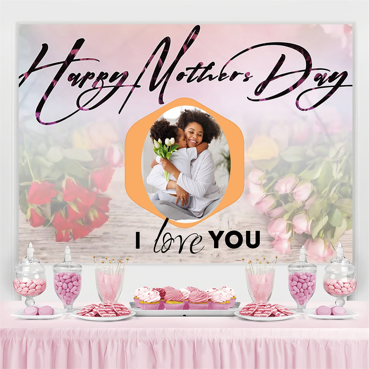 Mother's Day Photo Backdrops Elegant Floral Customized Backdrop UK MRR3-69