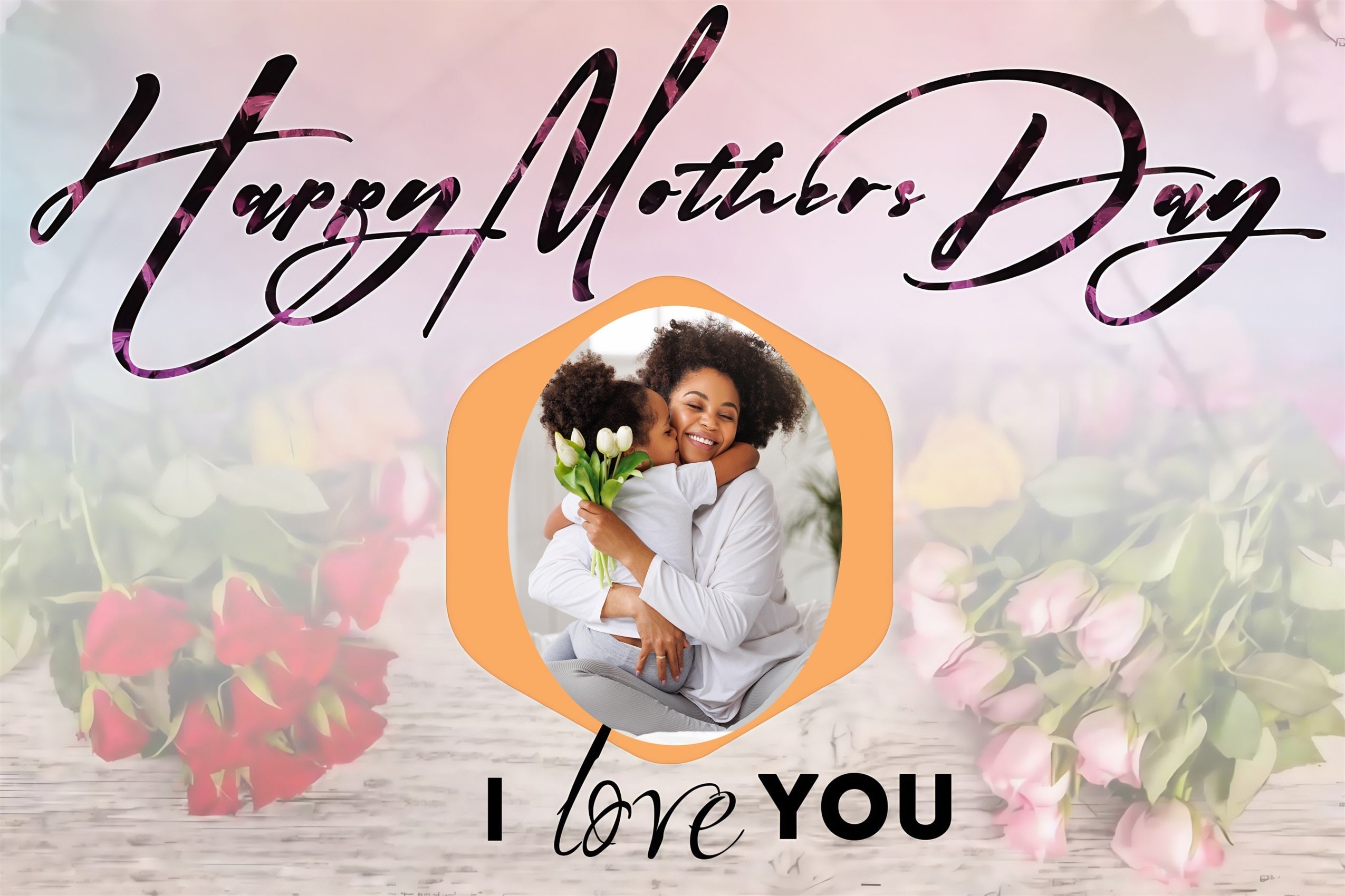 Mother's Day Photo Backdrops Elegant Floral Customized Backdrop UK MRR3-69