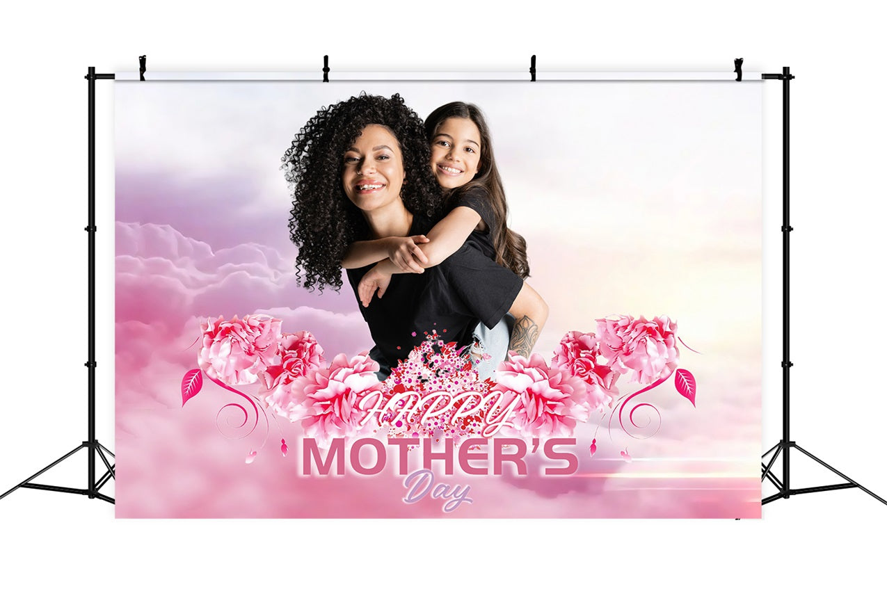 Mother's Day Backdrop Ideas Pink Cloud Flower Personalized Backdrop UK MRR3-70